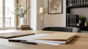 Dossier juridique sur une table de cabinet