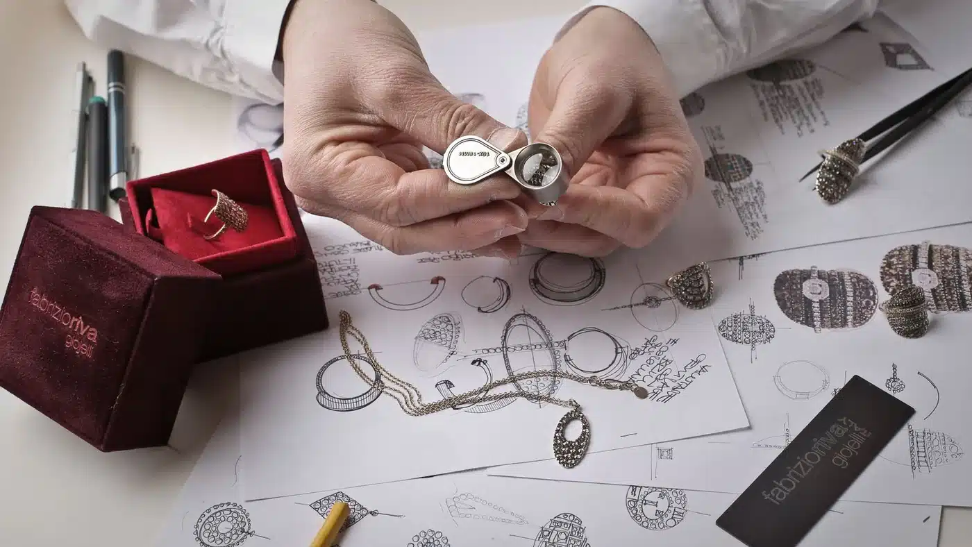 Professionnel examinant une bague avant estimation